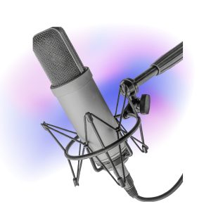 podcast mic gradient background purple pink